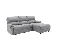 Vente-unique - Canapé d'angle Droit Relax électrique en Tissu Gris Clair LUNANO