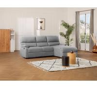 Canapé d'angle droit relax électrique en tissu gris clair LUNANO