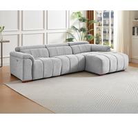 Canapé d'angle droit relax électrique en tissu gris clair MOLPICA