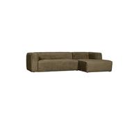 Canapé d'angle droit velours structuré vert mousse BEAN