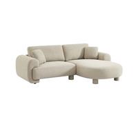 Canapé d'angle droite 3 places tissu beige. pieds ronds L 231 x P 160 / 88 cm - Zenio