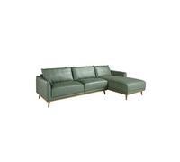 Canapé d'angle droite en cuir vert 6199C, 295 x 160 x 90