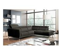Canapé d'angle en 100% tout cuir épais de luxe italien 5/6 places DALBERT couleur anthracite angle droit