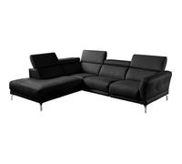 Canapé d'angle en 100% tout cuir épais de luxe italien 5/6 places DALBERT couleur noir angle gauche