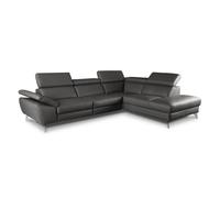 Canapé d'angle en 100% tout cuir épais de luxe italien 5/6 places KASINI anthracite angle droit