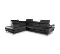 Canapé d'angle en 100% tout cuir épais de luxe italien 5/6 places KASINI noir angle gauche