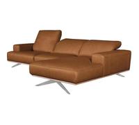 Canapé d'angle en 100% tout cuir épais de luxe italien 5/6 places PORTO couleur cognac angle droit