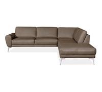 Canapé d'angle en 100% TOUT cuir italien de prestige 6/7 places SPANIA marron cognac taupe (vers moka)droit