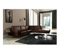 Canapé d'angle en 100% TOUT cuir italien de prestige 6/7 places SPENCER chocolat angle droit