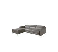 Canapé d'angle relax gauche en cuir gris foncé