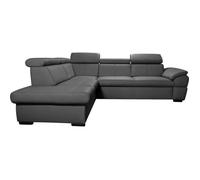 - Canapé d'angle en cuir italien de luxe 5/6 places TONUS gris foncé angle gauche