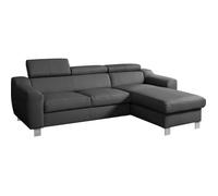 Canapé d'angle en cuir italien de luxe 5 places ASTRA gris foncé angle droit