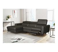 - Canapé d'angle en cuir italien de luxe 5 places BOTERO avec relax électrique chocolat angle gauche