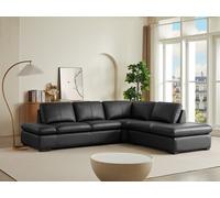 Canapé d'angle en cuir ONYX II - Noir - Angle droit