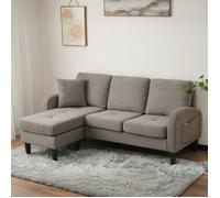 Canapé d'angle en forme de L avec chaise longue - canapé 3 places, 166 x 118 x 77 cm, lin en coton respirateur, jambes en plastiqu