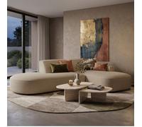 Canapé d'angle en L 3 places côté droit - Sallmo - 276 cm - Chenille Beige foncé