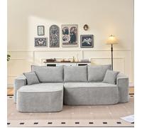 Canapé d'angle en L, 4 places, canapé « nuage », avec méridienne, canapé modulable en chenille grise, gris