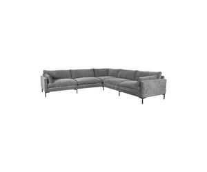 Canapé d'angle en tissu anthracite, 7 places, angle réversible, relax, usage quotidien - Zuiver, Summer - 318x318x82 cm