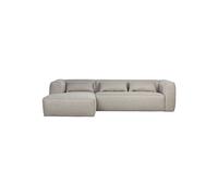 Canapé d'angle en tissu gris clair, 4 places, angle gauche, relax - Woood, Bean - 305x175x73 cm