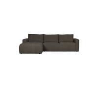 Canapé d'angle en tissu marron, 3 places, angle gauche, coussins de dossier amovibles, relax, usage quotidien - VT wonen, Bar - 280x170x87 cm
