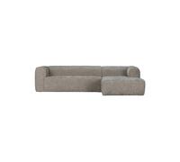 Canapé d'angle en tissu polyester gris clair, 3 places, angle droit, relax, usage quotidien, bois FSC - Woood, Bean - 305x96/175x73 cm
