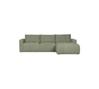 Canapé d'angle en tissu vert, 3 places, angle droit, coussins de dos amovibles - VT wonen, Bar - 280x170x87 cm