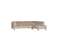 Canapé d'angle en velours crème, 4 places, angle droit, relax - Woood, Lloyd - 267x93x77 cm