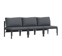 vidaXL Ensemble de jardin avec coussins, 3 pièces, anthracite, 80 x 80 x 71 cm, acier