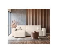 Canapé d'angle FARAH convertible et réversible 4 places en velours cotelé - Beige