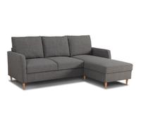 Canapé d'angle fixe 3 places CHIPY - Tissu anthracite - Réversible - L 192 x P 137 x H 82 cm - Pieds noir