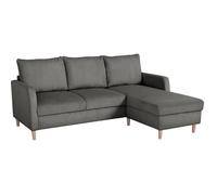 Canapé d'angle fixe - 3 places - CHIPY - Tissu Lincoln Anthracite - Pieds bois nature - 192 x 82 x 138 cm