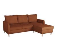 Canapé d'angle fixe - 3 places - CHIPY - Tissu Lincoln Terracotta - Pieds bois nature - 192 x 82 x 138 cm