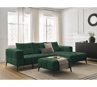 Canapé d'angle fixe ANIS tissu texturé avec pouf vert angle droit BOBOCHIC 3 places Angle droit Vert
