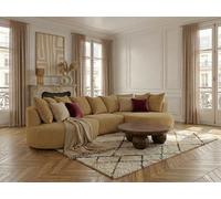 Canapé d'angle fixe CALYPSO tissu bouclette ocre angle droit BOBOCHIC 6 places Angle droit Ocre