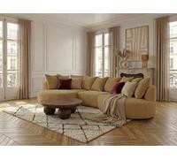 Canapé d'angle fixe CALYPSO tissu bouclette ocre angle gauche BOBOCHIC 6 places Angle gauche Ocre