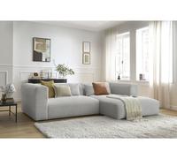 Canapé d'angle fixe HARRY gros côtelé doux gris clair angle droit BOBOCHIC 3 places Angle droit Gris clair
