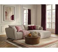 Canapé d'angle fixe LUIGI tissu lisse beige angle droit BOBOCHIC 3 places Angle droit Beige