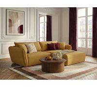 Canapé d'angle fixe LUIGI tissu lisse jaune angle droit BOBOCHIC 3 places Angle droit Jaune