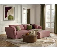 Canapé d'angle fixe LUIGI tissu lisse rose angle droit BOBOCHIC 3 places Angle droit Rose