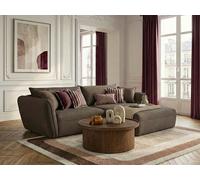 Canapé d'angle fixe LUIGI tissu lisse taupe angle droit BOBOCHIC 3 places Angle droit Taupe