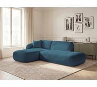 Canapé d'angle fixe modulable ANDA avec 1 méridienne et 1 chauffeuse bout de canapé bleu clair angle gauche BOBOCHIC 3 places Angle gauche Bleu clair