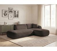 Canapé d'angle fixe modulable ANDA avec 1 méridienne et 1 chauffeuse bout de canapé marron angle droit BOBOCHIC 3 places Angle droit Marron
