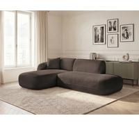 Canapé d'angle fixe modulable ANDA avec 1 méridienne et 1 chauffeuse bout de canapé marron angle gauche BOBOCHIC 3 places Angle gauche Marron