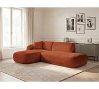 Canapé d'angle fixe modulable ANDA avec 1 méridienne et 1 chauffeuse bout de canapé orange angle gauche BOBOCHIC 3 places Angle gauche Orange