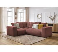 Canapé d'angle fixe modulable VOLTAIRE avec 1 chauffeuse 2 places, 1 angle et 1 chauffeuse 1 place rose angle gauche BOBOCHIC 4 places Angle gauche Rose