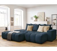 Canapé d'angle fixe MONT-BLANC tissu avec pouf bleu foncé angle droit BOBOCHIC 4 places Angle droit Bleu foncé