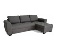 Generique Canapé d'angle fixe HAMILTON réversible 4 places tissu Anthracite L245×P150×H86 cm