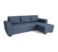 Canapé d'angle fixe réversible 4 places - Tissu Bleu - L245 x P150 x H86 cm - HAMILTON - Fabriqué en Ukraine