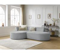 Canapé d'angle fixe ROUSSEAU velours côtelé gris clair angle gauche BOBOCHIC 4 places Angle gauche Gris clair