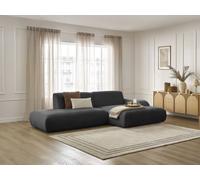 Canapé d'angle fixe SIRIUS tissu texturé noir angle droit BOBOCHIC 3 places Angle droit Noir